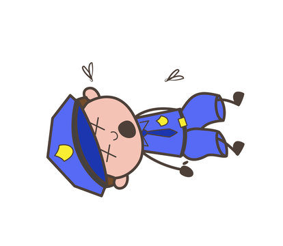 Cartoon Security Guard Dead Body