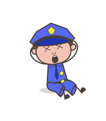 Screaming Officer with Dizzy Face Vector