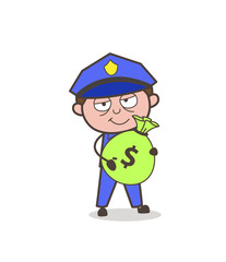 Bad Officer with Money Bundle Vector