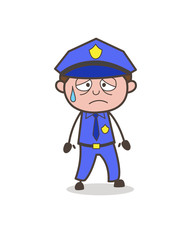 Fototapeta premium Disappointed Officer Face with Cold Sweat Vector