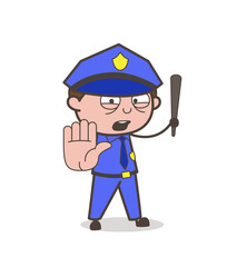 Cartoon Traffic-Police Stop Sign Vector