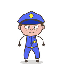 Aggressive Cartoon Officer Vector
