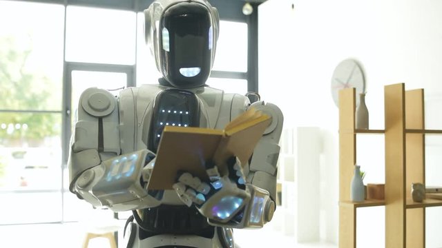 Innovative robot studying and reading indoors
