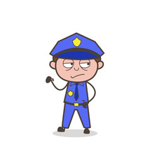 Cartoon Cop Unamused Face Vector
