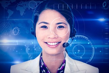 Composite image of attractive female engineer smiling at the