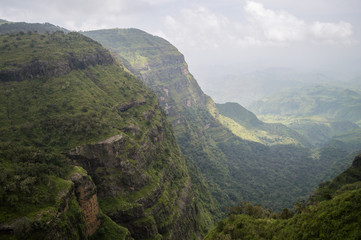 Naklejka premium Hiking in the Simien Mountains, Ethiopia