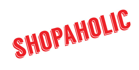 Shopaholic rubber stamp. Grunge design with dust scratches. Effects can be easily removed for a clean, crisp look. Color is easily changed.