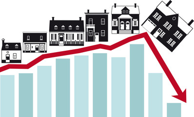 Housing market collapse, conceptual vector illustration, EPS 8
