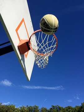 Missed Basketball Shot As It Hits Off The Rim