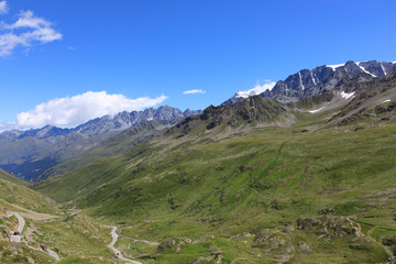 The great St. Bernhard Pass on the border between Switzerland and Italy.