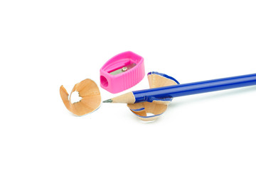 pencil shavings isolated on white background