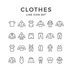 Set line icons of clothes