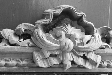 310 Carved Decorative Wooden Furniture Detail in Black and White