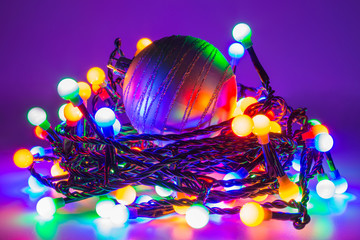 led fairy lights with glittery silver bauble