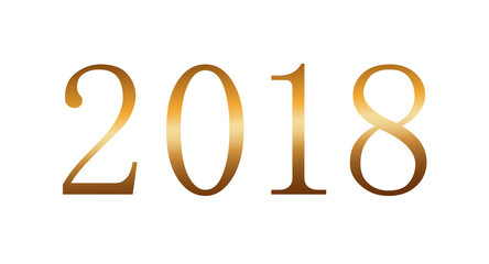 Happy New Year golden numbers. Gold numbers 2018 on white background. Christmas and New Year design. Symbol of holiday, celebration. Luxury golden texture. Vector illustration