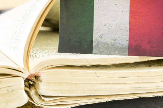 Italian Flag and Italian Book