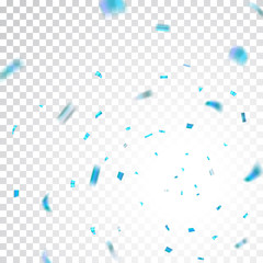 Blue confetti explosion celebration isolated on white transparent background. Falling confetti. Abstract decoration for party birthday, Christmas New Year confetti Vector illustration