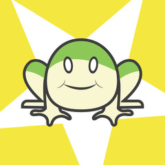 Cute frog cartoon with star on background.Lovely Toad character design vector illustration