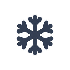 Snowflake icon. Black silhouette snow flake sign, isolated on white background. Flat design. Symbol of winter, frozen, Christmas, New Year holiday. Graphic element decoration. Vector illustration