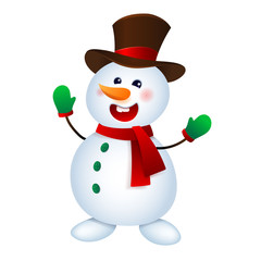 Christmas Snowman Vector illustration. Snowman Isolated on White Background.