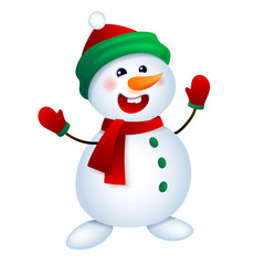 Christmas Snowman Vector illustration. Snowman Isolated on White Background.