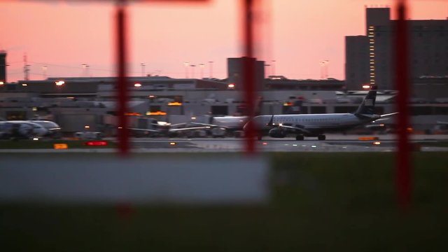 PHILADELPHIA - MAY 3, 2010: US Airways passenger jet airplane lands in Philadelphia, PA on May 3rd, 2010. Us Airways merged with American Airlines in 2013.