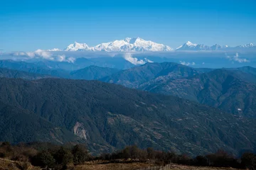 Cercles muraux Kangchenjunga Kangchenjunga mount landscape during blue sky time