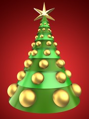 3d Christmas tree over red