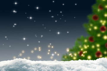 schnee, christbaum, nachthimmel, weihnachtlicher hintergrund