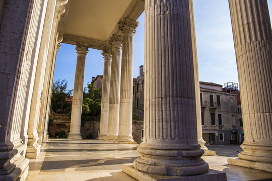 majestic marble columns on a sunny day