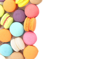 Macaroons colorful on white background
