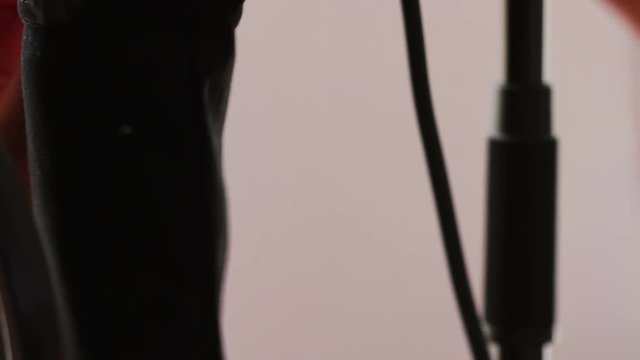 The studio microphone is covered with cover after use