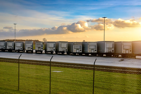 Freight containers in the parking lot