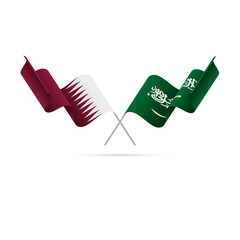 Qatar and Saudi Arabia flags. Vector illustration.