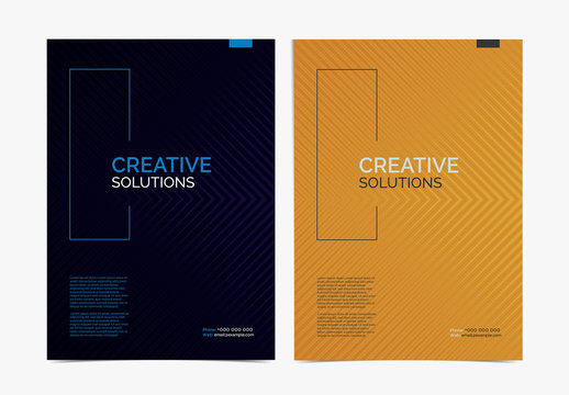 Set of 4 Business Flyer Layouts with Halftone Lines