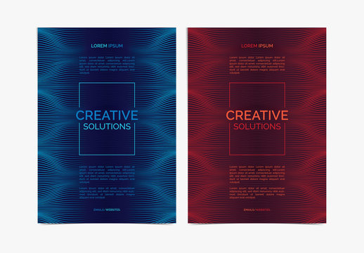 Set of 3 Business Flyer Layouts with Billowy Line Patterns