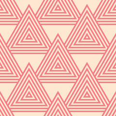 Red and beige geometric ornament. Seamless pattern