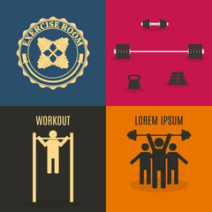 Flat design elements for gym and fitness, vector illustration.