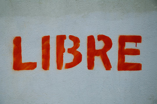 Libre (Free) Painting in a Wall of Lezo Village in Basque Country