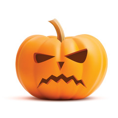 Pumpkin face on white background. Pumpkin scary face halloween. Vector illustration of sad Pumpkin.