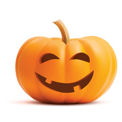 Pumpkin face on white background. Pumpkin scary face halloween. Vector illustration of happy pumpkin.