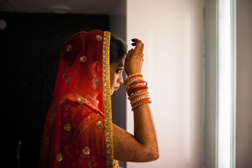 Bride preparing for wedding