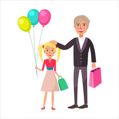 Grandfather and Granddaughter Celebrate Holiday