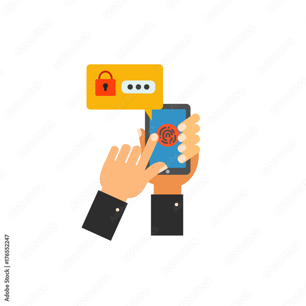 Poster password notification with fingerprint icon