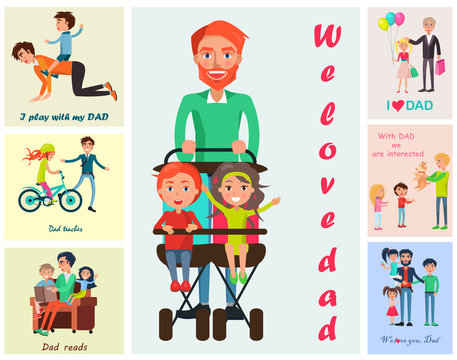 We Love Dad Vector Poster with Children s Wishes