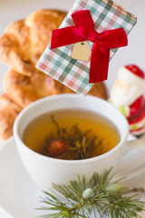Christmas breakfast with gift.