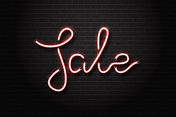 Vector realistic isolated neon sign of Sale lettering for decoration and covering on the wall background. Concept of discount, clearance and black friday.