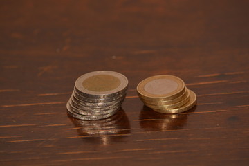 Pile of metal euro coins