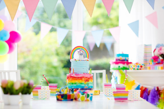 Kids birthday party decoration and cake