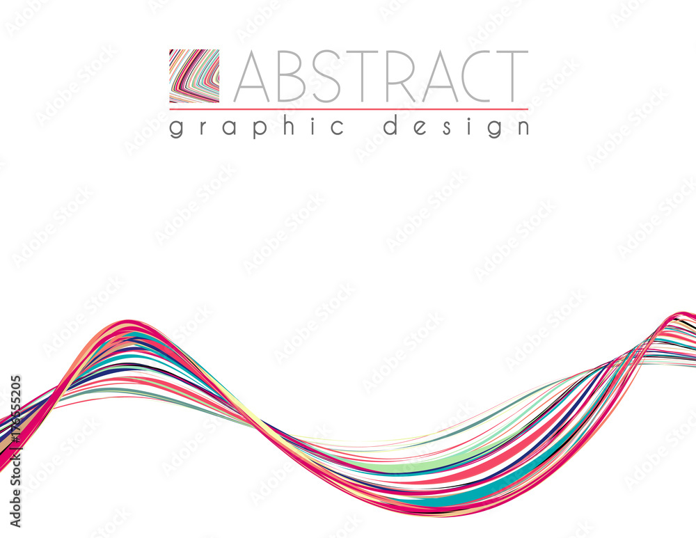 Poster Wave. Abstract template with variegated thin strips. Vector graphics